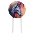 thumbnail image 1 of Acrylic Black Horse Portrait Painting Indigo Night Cake Topper Party Decoration for Wedding Anniversary Birthday Graduation, 1 of 7