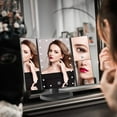 thumbnail image 2 of Lighted Makeup Mirror Trifold Vanity Mirror with X/X/X Magnification Natural LED Nights and Touch Screen Batteries and USB Power Supply Adjustable Tabletop Cosmetic Mirror (, 2 of 7