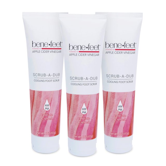 Benefeet Scrub-A-Dub Exfoliante refrescante para pies – Exfolia + Refresca la piel seca + apagada Obtenga una piel más suave desde el talón hasta los dedos Hecho con vitamina E Vinagre de sidra de man