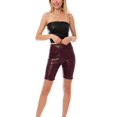 thumbnail image 6 of MixMatchy Women's Comfortable Faux Leather Biker Shorts with Stretchy Elastic Band, 6 of 6