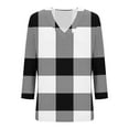 thumbnail image 4 of WRKEKC 3/4 Length Sleeve Womens Tops V Neck Plaid Print Loose Fit Comfortable Casual T-Shirts for Women, 4 of 7