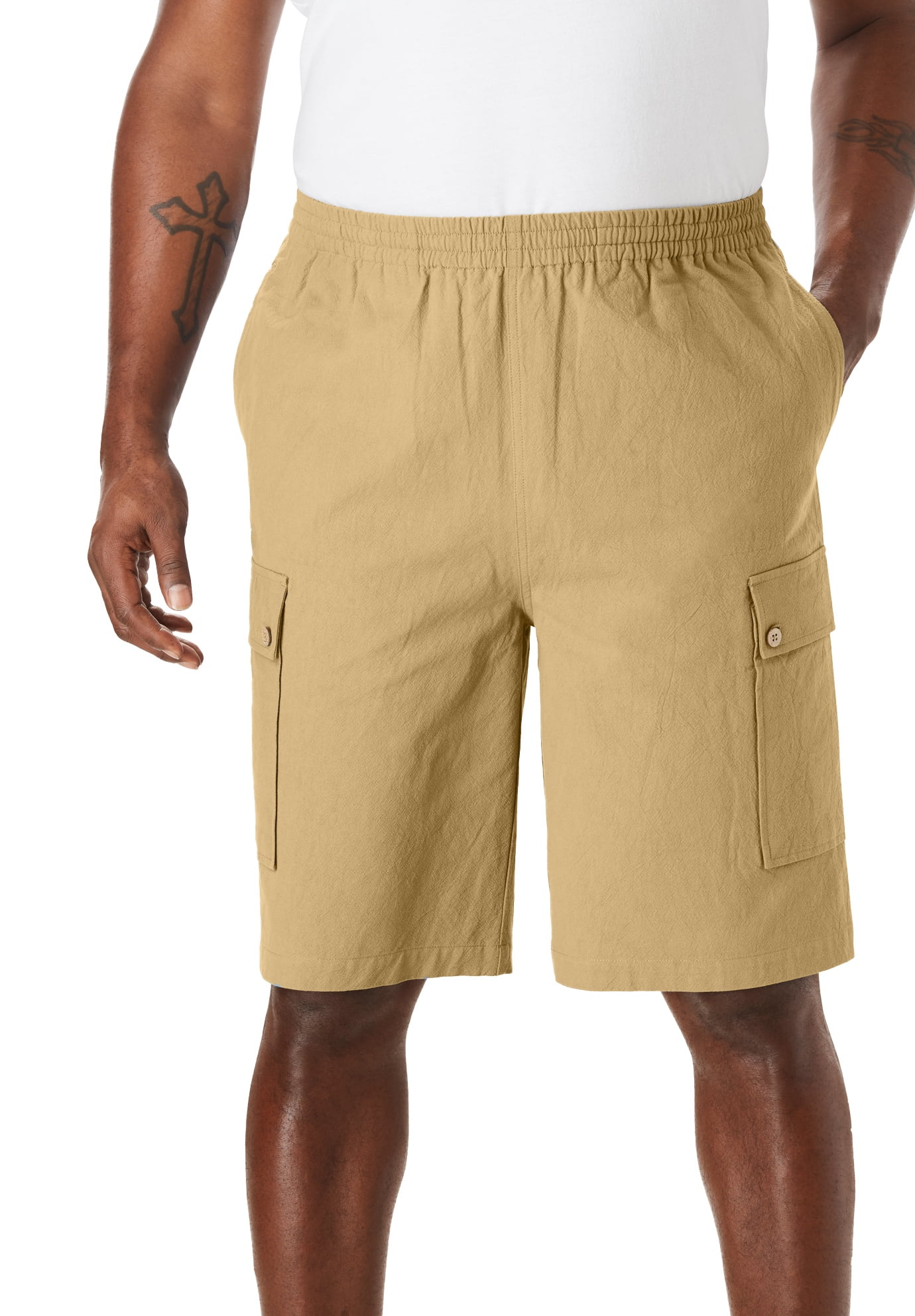 full elastic waist cargo shorts