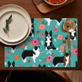 thumbnail image 4 of Border Collie Dog and Flower Florals Summer Placemats Table Placemats Set Of 6-Linen Kitchen Washable Placemats Table Mats 11.8"x17.7"Non-Slip Heat Resistant, 4 of 5
