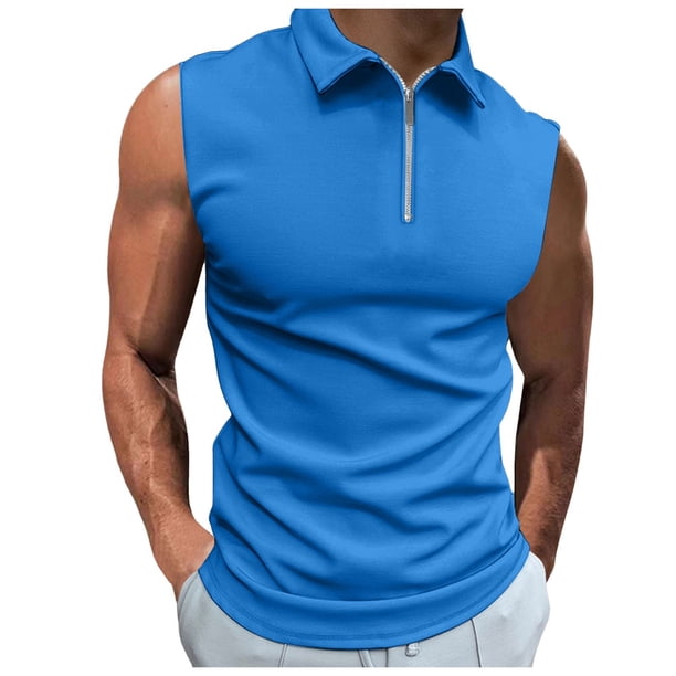 Chaleco informal sin mangas de poliéster para hombre - Camiseta deportiva de color liso para el gimnasio/vacaciones - Tallas S-XXXL, lavable a máquina