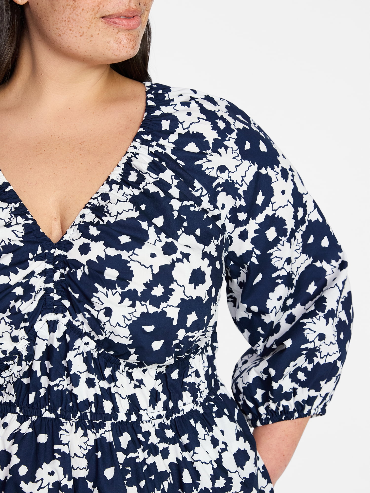 Terra & Sky Women's Plus Size Cinch Waist Midi Dress, Sizes 0X-4X