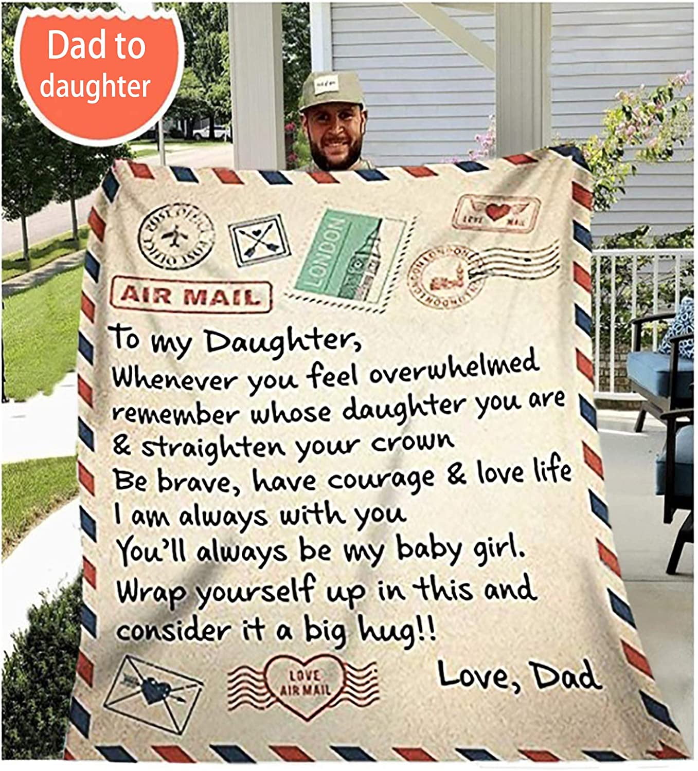 Fleece Blanket to My Daughter Letter Printed Quilts Dad Mom for