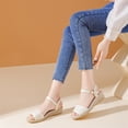 thumbnail image 7 of Gpaecead Women Open Toe Espadrilles Wedge Sandals Plus Round Toe Canvas Breathable Spring Summer Beach Height Casual White, 7 of 7
