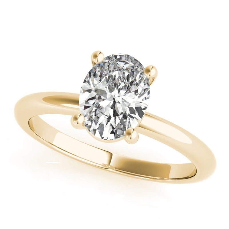 Solitaire Brilliance 2ct Oval Moissanite Engagement Ring for Women 10k Yellow Gold Ring Size 4