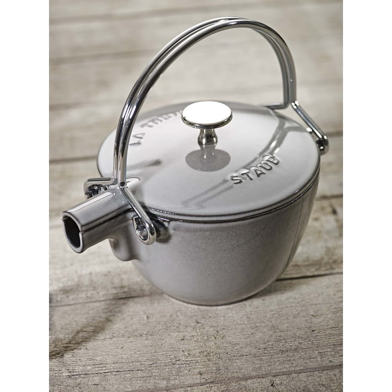Staub Cast Iron Round Tea Kettle, 1QT, Enameled Cast Iron, Made in