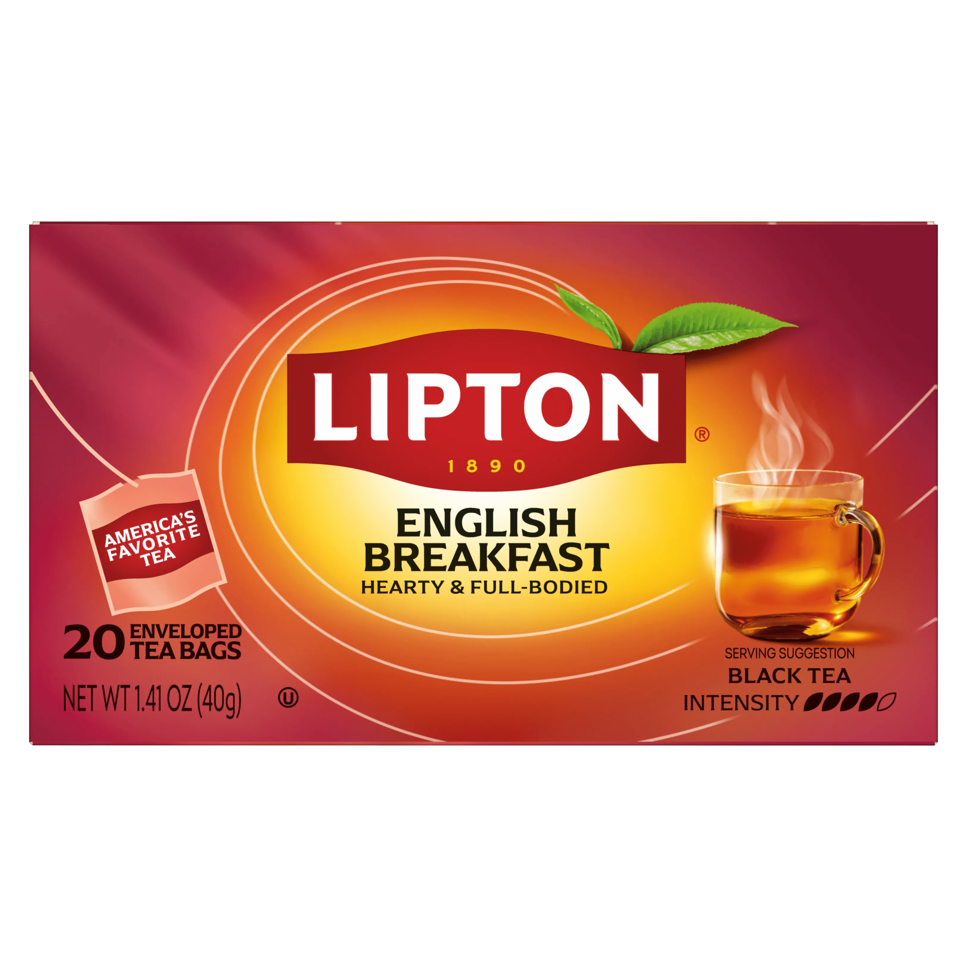 Lipton English Breakfast Black Tea Bags, 20 Count, Pack of 6