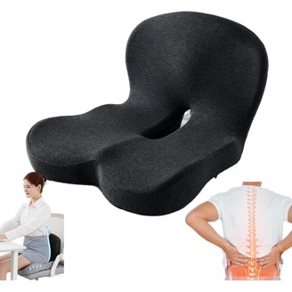 Mind Reader Seat Cushion With Memory Foam - Pressure Relief For Lower Back, Non-Slip Bottom, Gray, 12.5x18x2.5 Inches