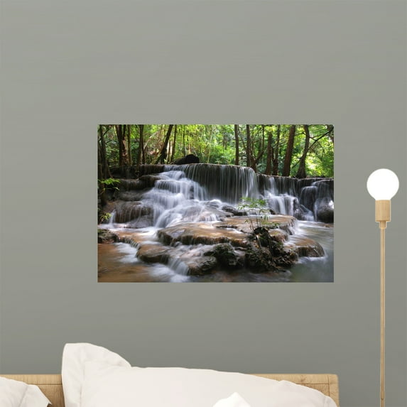 Waterfall Kanchanaburi Thailand Wall Mural by Wallmonkeys Peel and Stick Graphic (18 in W x 12 in H) WM202118