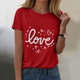 thumbnail image 2 of Yindaity T Shirts for Women V-Neck Shirts for Women Cute Love Heart Graphic Valentine's T Shirts Casual Spring Day Tops Tee Blouse(Red,XL), 2 of 8