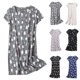 thumbnail image 2 of Gibobby Pijamas para mujer Camisón de algodón para mujer, ropa de dormir, camisa de manga corta, vestido de dormir con estampado informal(Gris,CH), 2 of 4