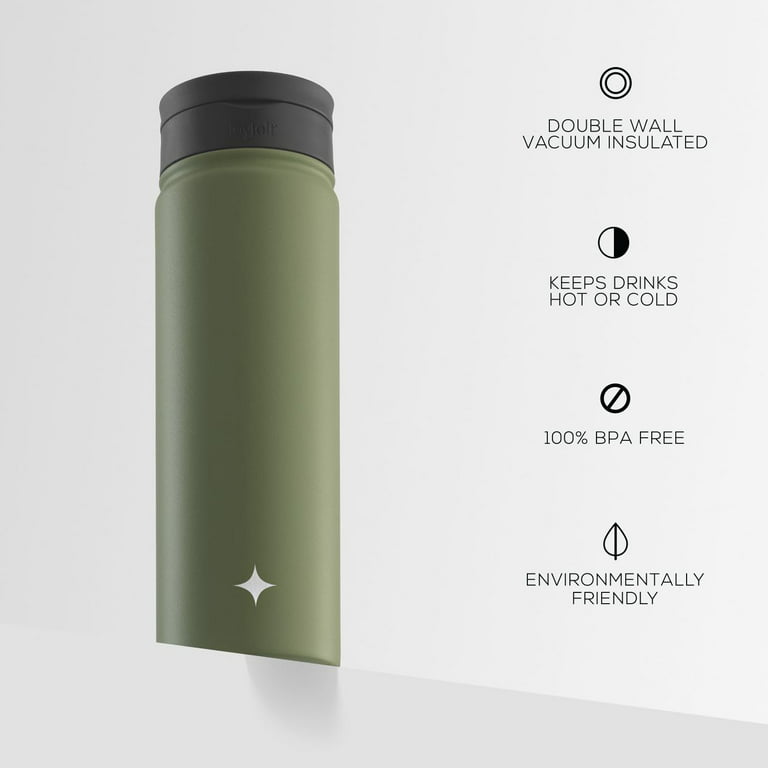 JoyJolt Triple Insulated 22-oz. Water Bottle with Flip Lid & Sport Straw Lid, Green