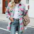 thumbnail image 2 of Mingw Womens Plaid Shacket Jacket Flannel Knitting Cotton Winter Clothing Woolen Coats,S, 2 of 5