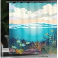 thumbnail image 3 of Ambesonne Deep Sea Shower Curtain, Soft Cumulus Undersea Fish, 69"Wx84"L, Sea Blue and Multicolor, 3 of 4