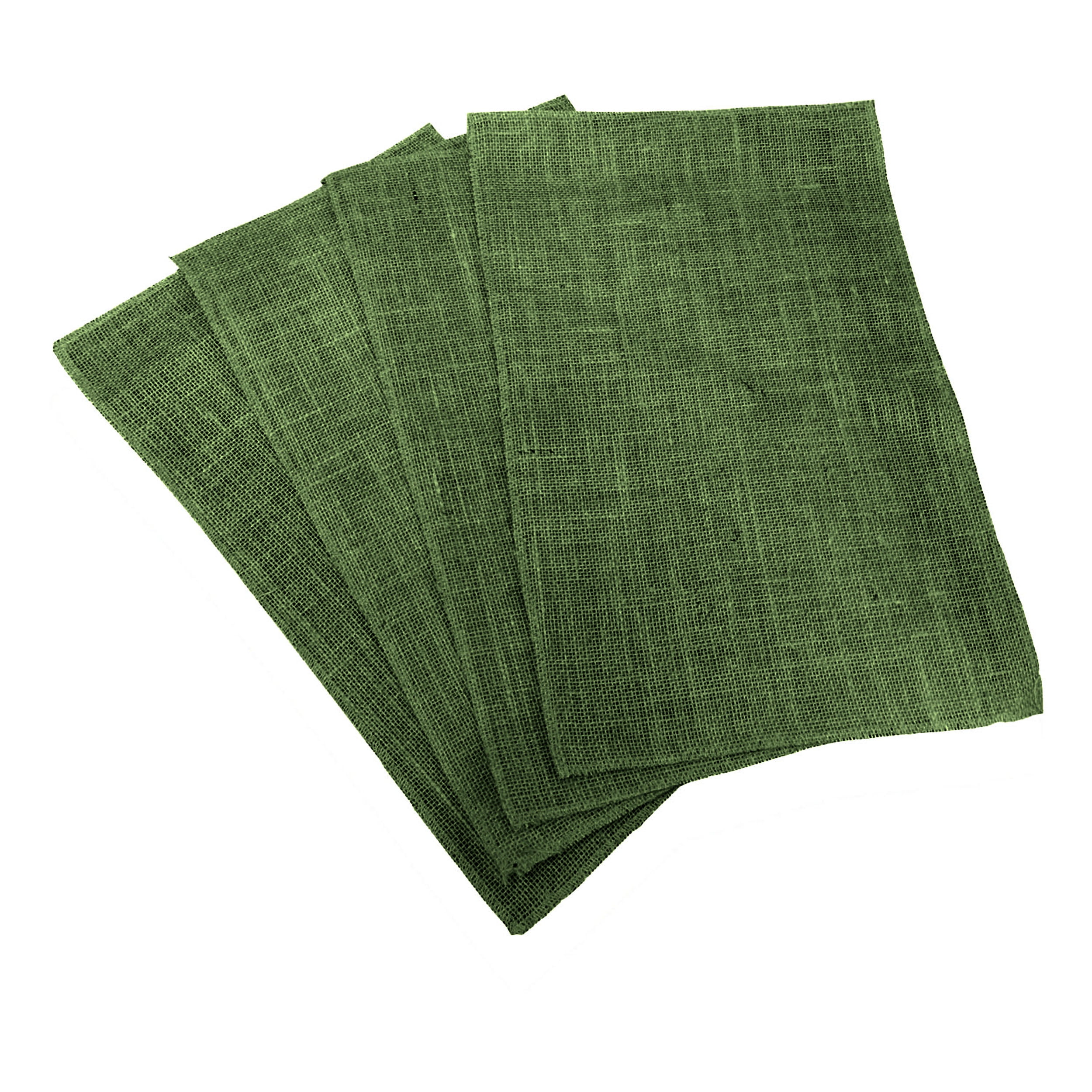 LA Linen Pack of 4 Dyed Natural Burlap Placemats 12 by 18Inch, Hunter Green
