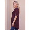 thumbnail image 3 of Roaman's Women's Plus Size Pintuck Tunic Blouse – Y-Neck & Roll-Tab Sleeves, 3 of 4