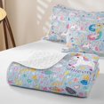 thumbnail image 4 of meiyoeat Cute Unicorn S Initial Quilt King for Boys Girls, Cartoon Monogram King Coverlet Set, Blue Multicolor, 3-Piece, 4 of 7