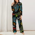thumbnail image 3 of Bingfone Womens Pajama Sets Play Game3 Print,Long Sleeve Loungewear Pajamas Set-Large, 3 of 9