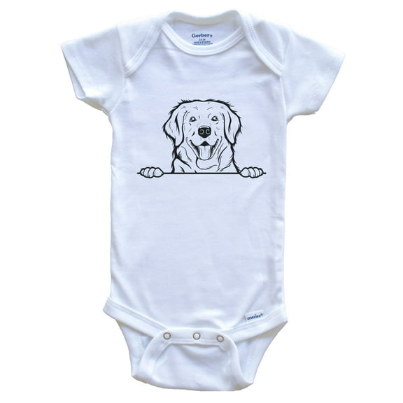 Golden Retriever Dog Breed Drawing Cute Baby Bodysuit, 0-3 months white