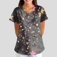 thumbnail image 2 of AHMOMEI Cartoon Print Scrub Top Women V Neck Short Sleeve Women's Nurse Uniform with Pocket S-5XL Plus Size Top Scrubs for Women, 2 of 5