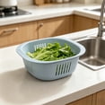 thumbnail image 6 of UNLLLL Square Plastic Colander Basket with Strainer Holes, Kitchen Sink Washing Drainage Bowl, for Countertop Storage Serving Rice Vegetables and Fruit (Blue), 6 of 7