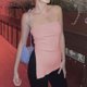 thumbnail image 2 of Top de tubo sin mangas para mujer, Top Bandeau largo con abertura lateral Irregular, chaleco sin tirantes con hombros descubiertos y dobladillo dividido, color rosa L, 2 of 5