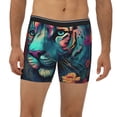 thumbnail image 2 of Picia Colorful Flower Tiger Pattern Men's Athletic Long Leg Briefs , Performance Stretch Underwear，Moisture-Wicking, 2 of 7