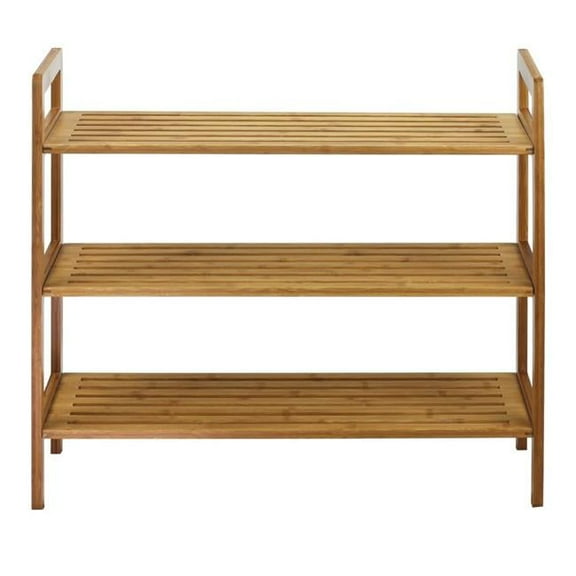 Oceanstar 3-Tier Bamboo Shoe Rack, Color: Natural, Holds 9 to 12 Pairs of Shoes, 10.7 in. L x 27 in. W x 23.5 in. H