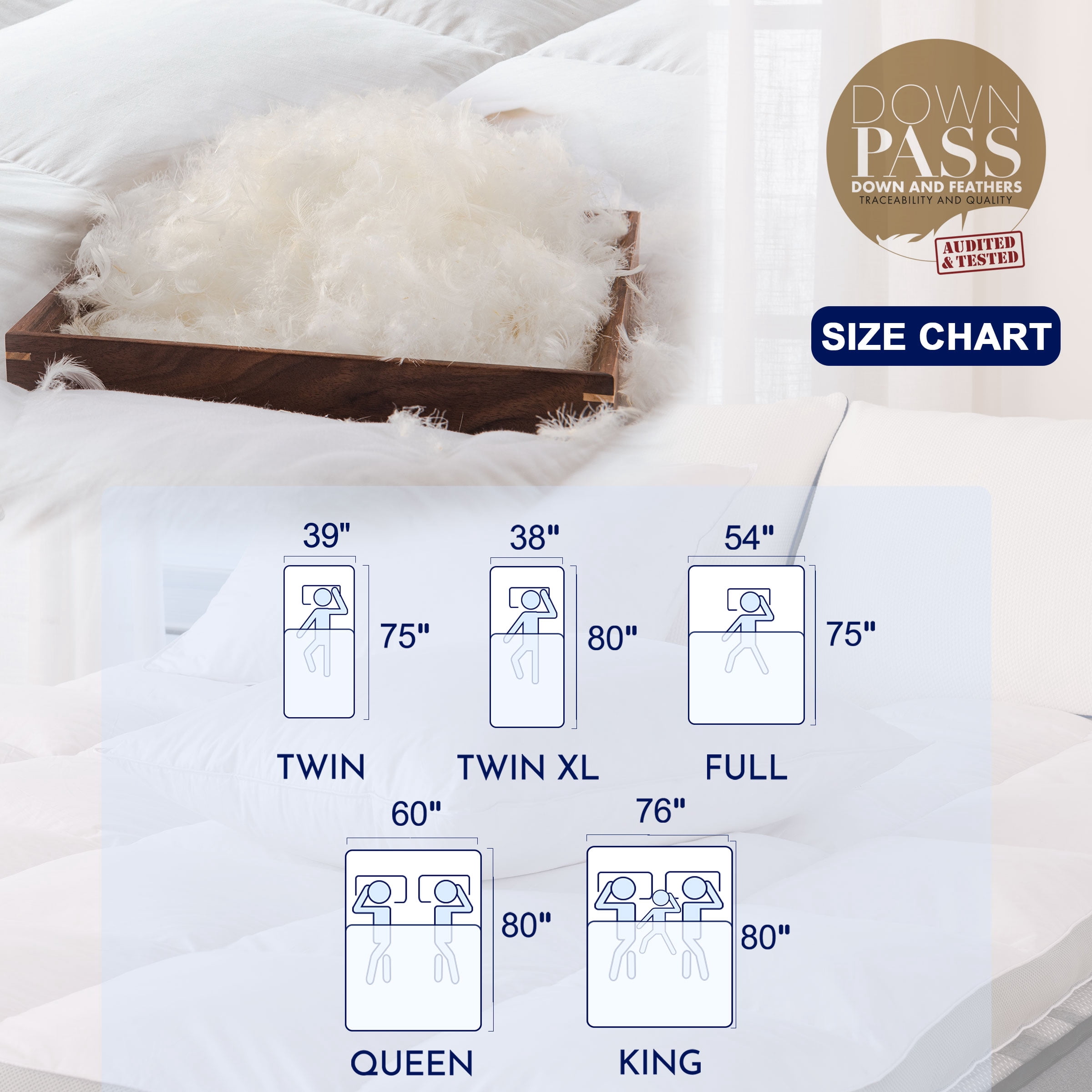 Subrtex Feather Bed Mattress Topper 2 inch Down Alternative Pad, Queen