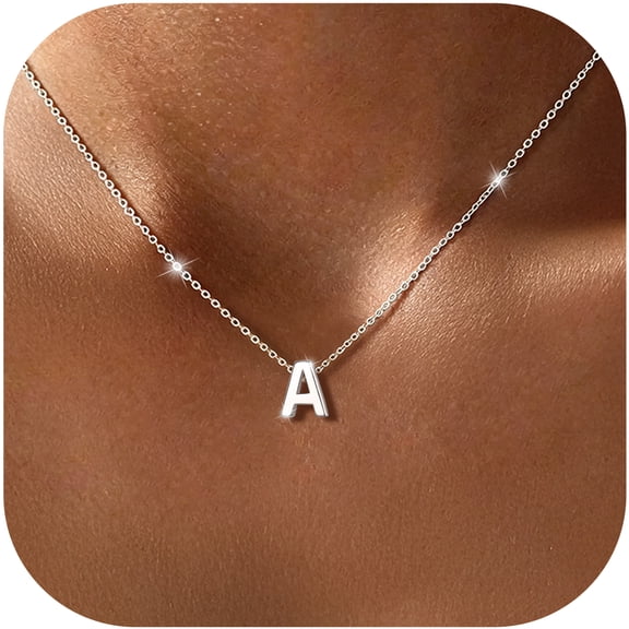 ChicSilver Sterling Silver Initial Necklace for Women Choker Necklace Dainty Waterproof Silver Letter A Pendant Hypoallergenic Jewelry Christmas Graduation Birthday Anniversary Gifts for Her