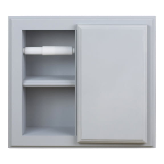 Hestia Primed Gray Solid Wood Recessed Toilet Paper Holder with Storage Cubby 14"w x 12.75"h