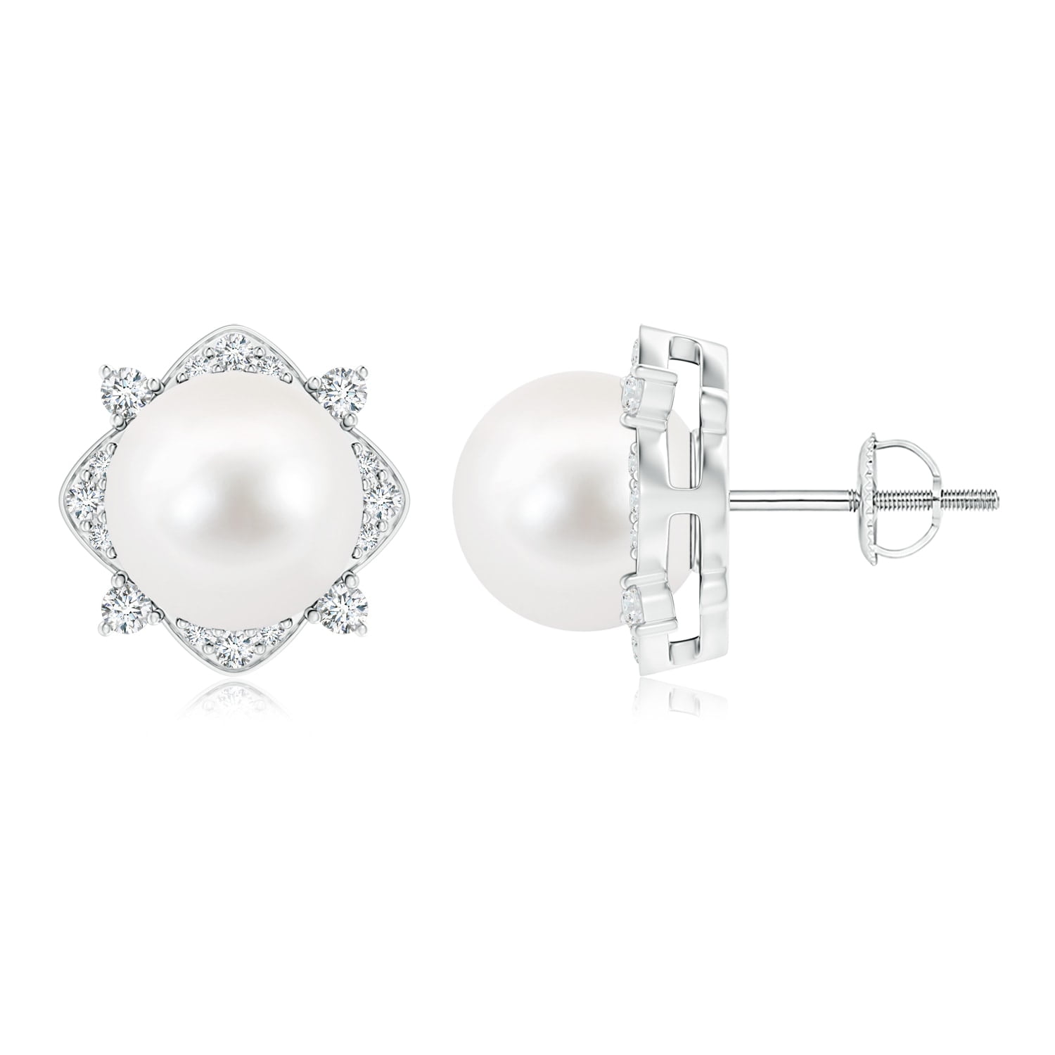 10mm Freshwater Cultured Pearl Classic Freshwater Cultured Pearl Solitaire Studs Earrings for Women
