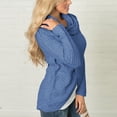 thumbnail image 5 of WHLBF Blouse for Women Long Sleeve Women Long Sleeve Solid Sweatshirt Pullover Tops Blouse Shirt Knitted Sweater Rollbacks Blue 10(XL), 5 of 6