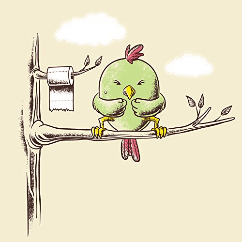 "Public Toilet" Funny Bird in Tree w/ Toilet Paper Roll 18x18 Vinyl Print Poster