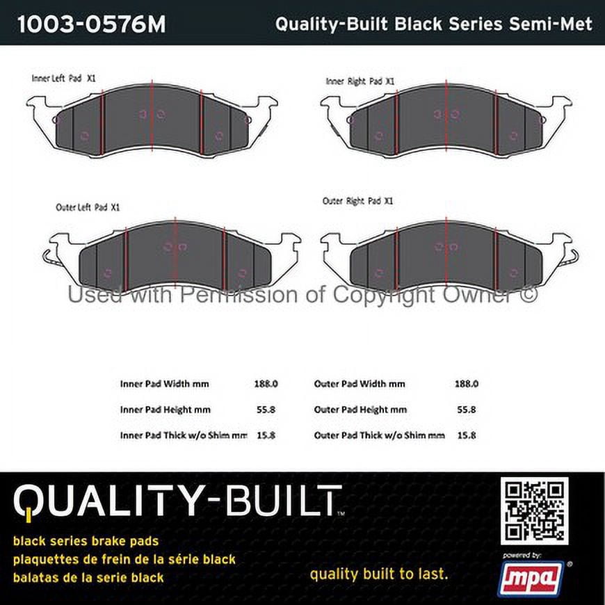 Mpa Electrical 1003-0576M Quality Built Black Series Semi Metallic Brake