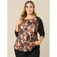 thumbnail image 4 of CamiseRaglán Con Estampado De Leopardo Cuello Redondo PaMujer Rojo Naran3XL, 4 of 6