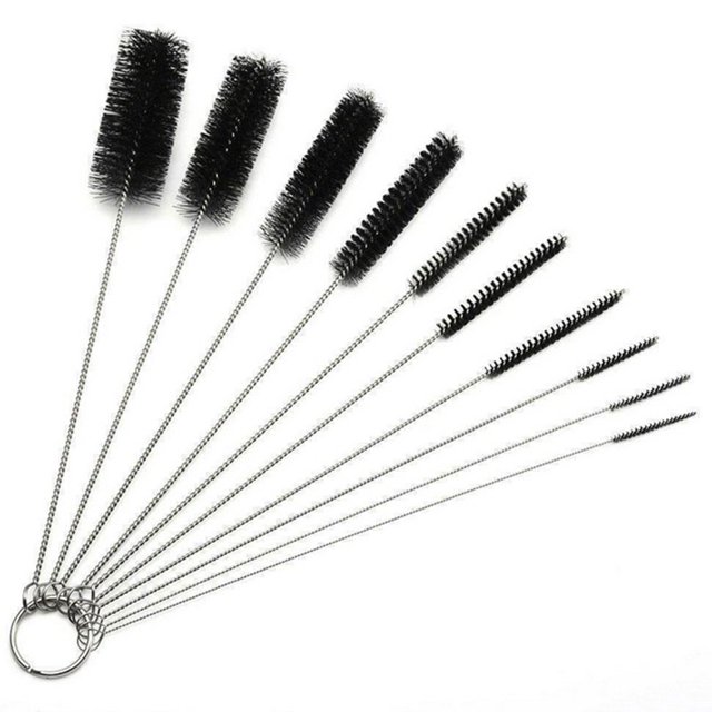 10Pcs/Set Strip Type Cleaner Bottle Tube Pipe Small Long Handle Cleaning Brushes