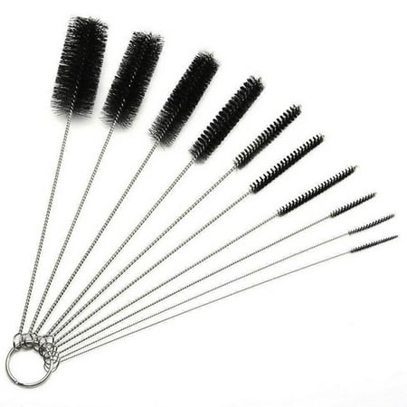 

10pcs/Set Strip Type Cleaner Bottle Tube Pipe Small Long Handle Cleaning Brushes Black
