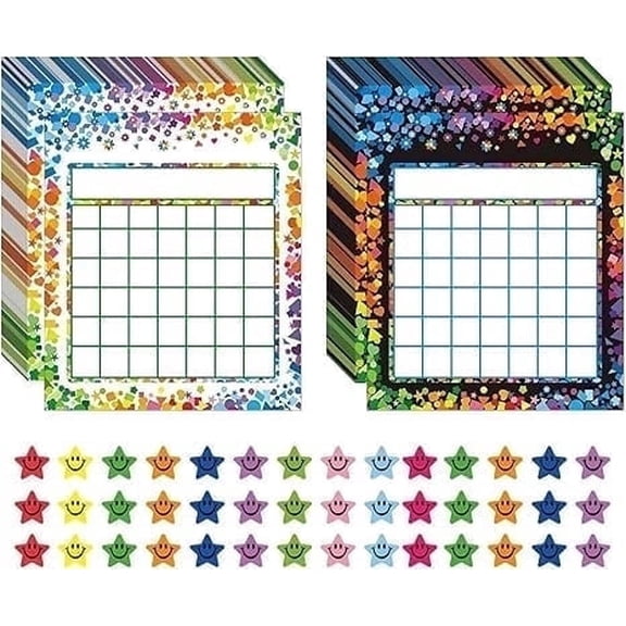 KEEPJOY 100 Pack Incentive Reward Chart for Students, 2 Designs Incentive Behavior Chart with 2400 Star Stickers Students Chore Sticker Chart at Home