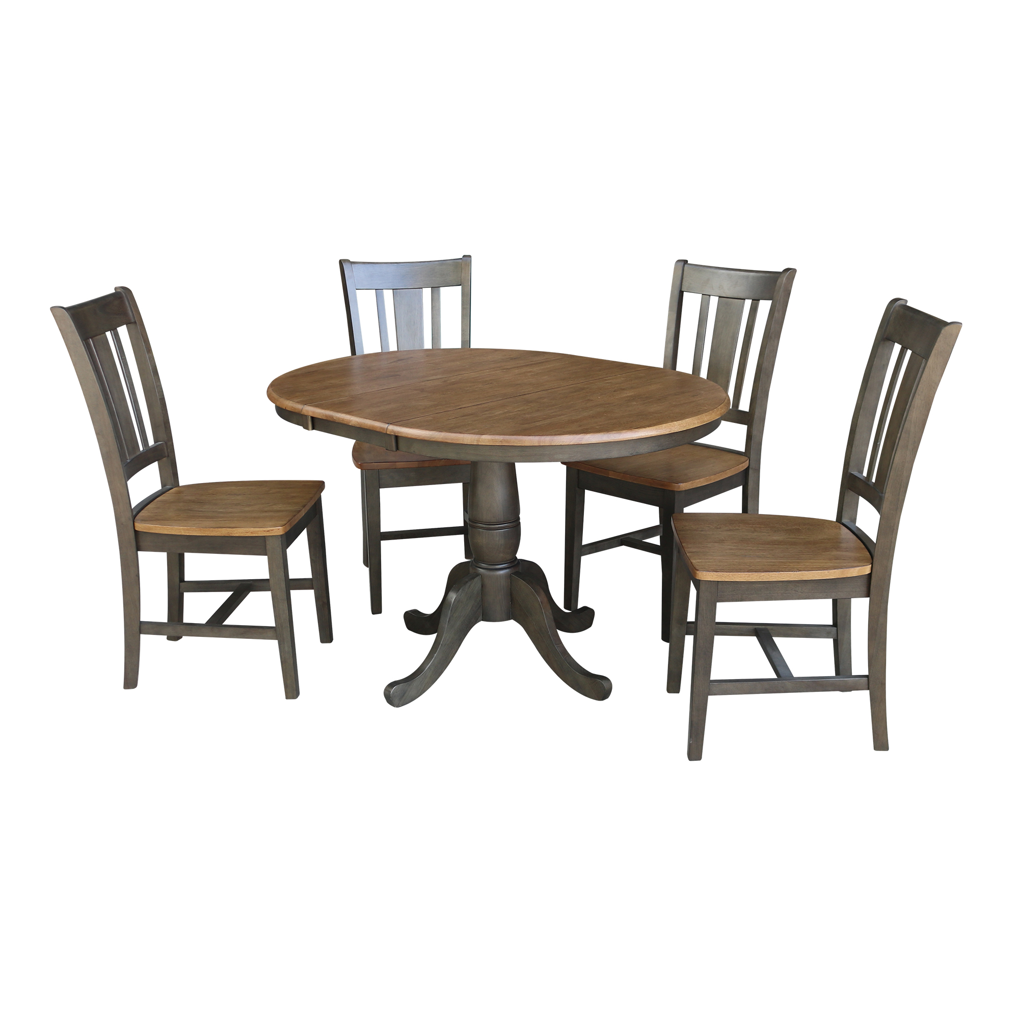 36" Round Extension Dining Table with 4 Chairs
