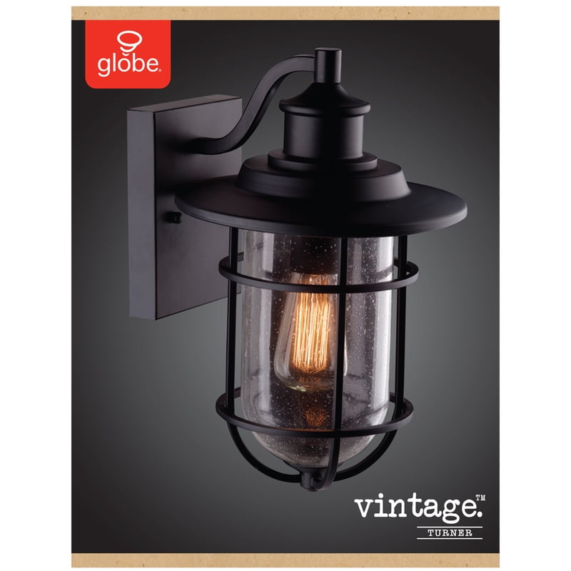 Details about   Globe Electric Turner 1-Light Black Outdoor Wall Mount Sconce 