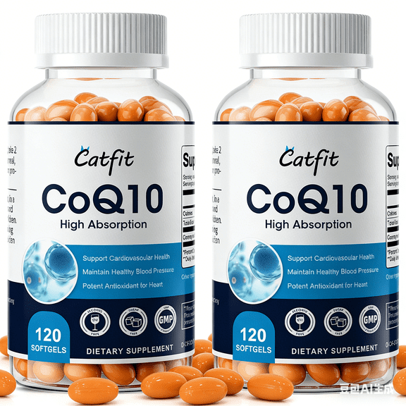 (2 PACK) Catfit CoQ10 200mg Capsules | Premium Coenzyme Q10 Softgels High Absorption - Vegetarian 120CT