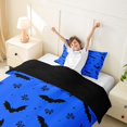 thumbnail image 3 of Homewish Bright Halloween Bat Twin Duvet Cover,Tiny Bow Pattern Twin Bedding,Royal Blue Black,Black Reversible,2 Pieces,1 Duvet Cover and 1 Pillowcase, 3 of 6