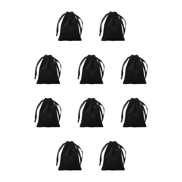 Ounissouiy Bolsas para joyería súper suaves, solución de almacenamiento que ahorra espacio y es fácil de transportar, bolsas con cordón, negro 10Conjunto