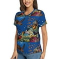 thumbnail image 5 of Yiaed Colorful Coral Reef Print Women's T Shirt V-Neck Short Sleeve Shirt Casual Breathable Tee Summer Tops-3X-Large, 5 of 5