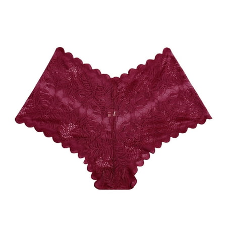 Fayshow0 New Trendy Cool and Stretchy 50% off Clear Women Sexy Lace Underwear Lingerie Thongs Panties Ladies Underwear Underpants(Red XL)