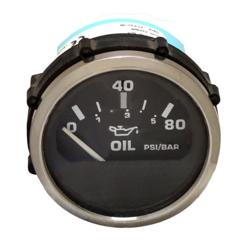 Faria Boat Oil Pressure Gauge GP2487A | 2 Inch Euro Silver / Black